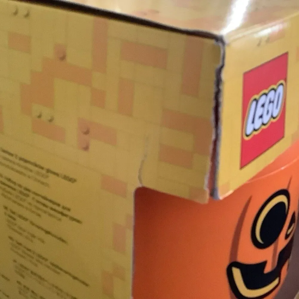 Lego Halloween Storage Heads Jack O Lantern & Skeleton Set Of 2 Orange White